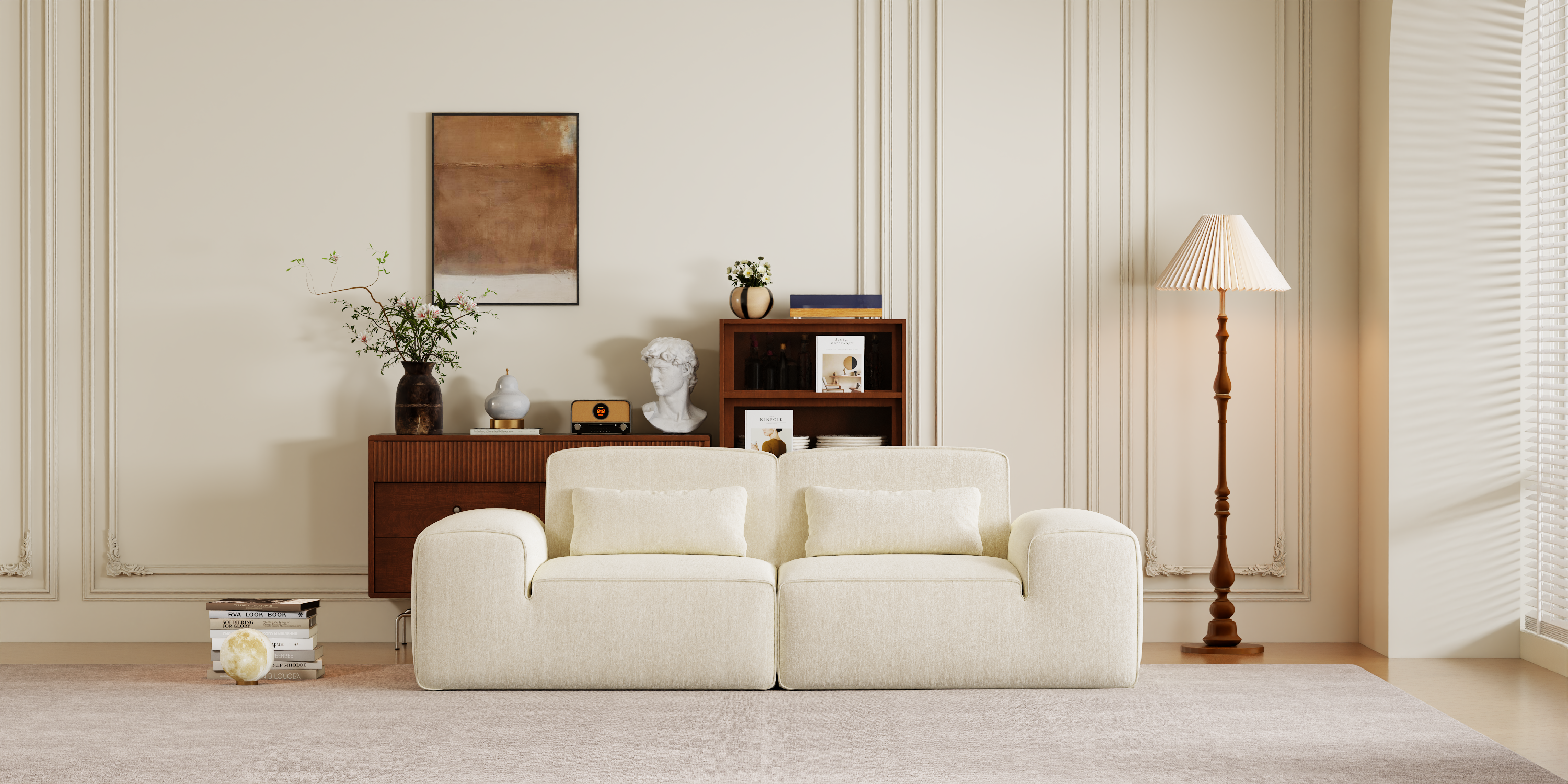 Marshmallow Sofa Boneless Couch for Living Room with Ottoman No Assembly Required