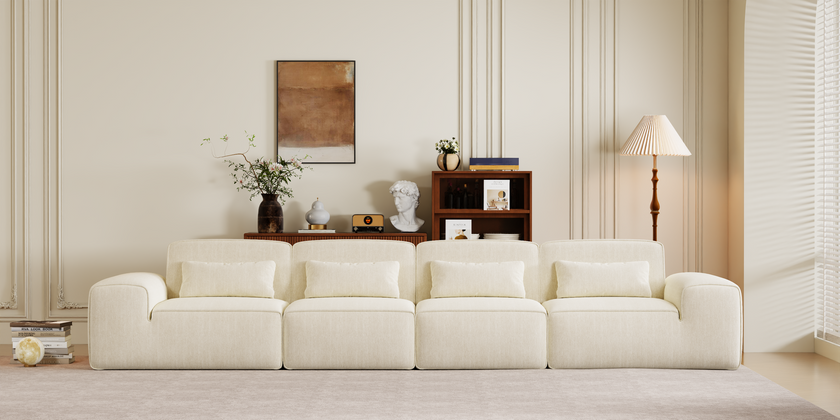 Marshmallow Sofa Boneless Couch for Living Room with Ottoman No Assembly Required