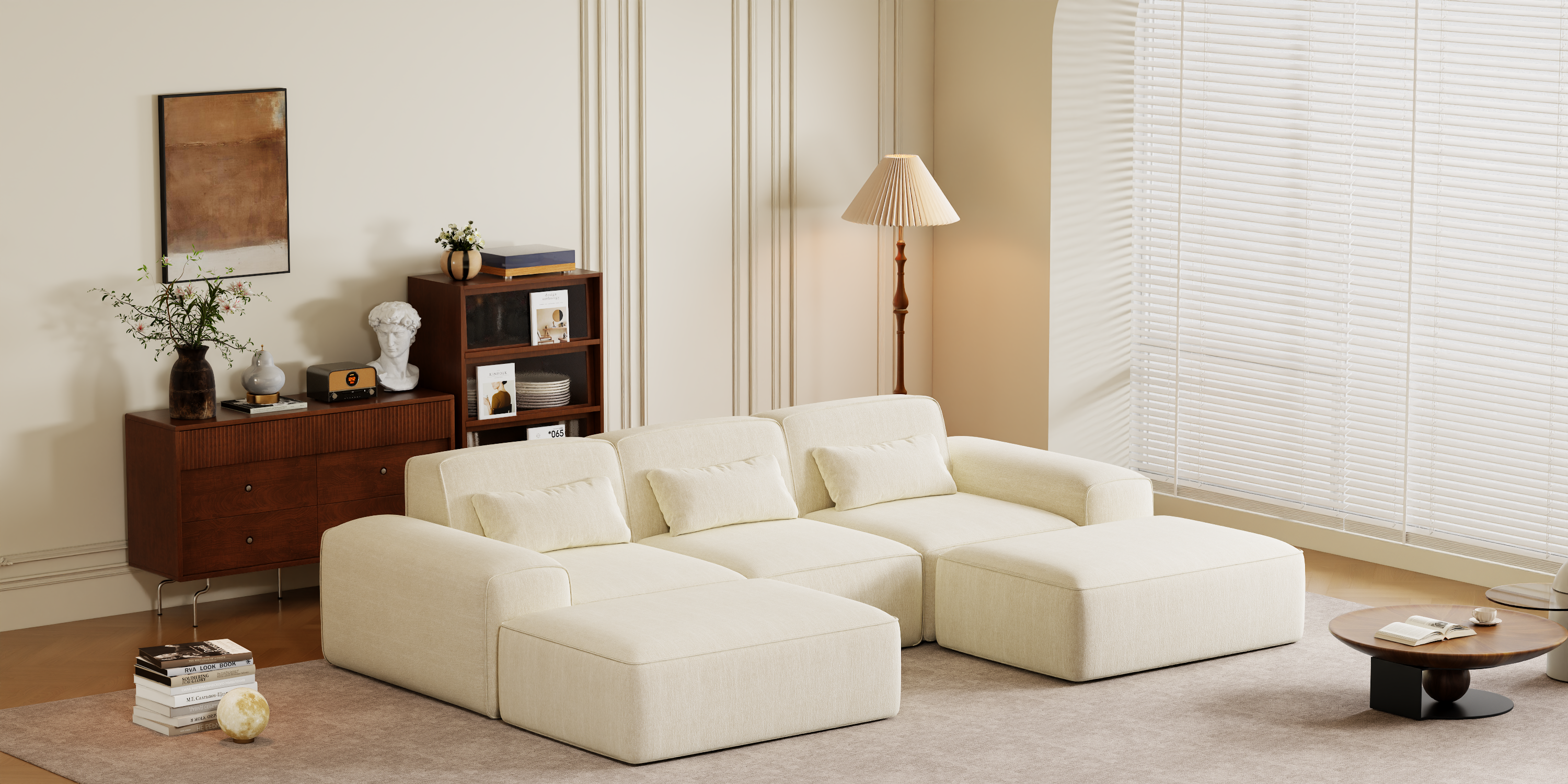 Marshmallow Sofa Boneless Couch for Living Room with Ottoman No Assembly Required