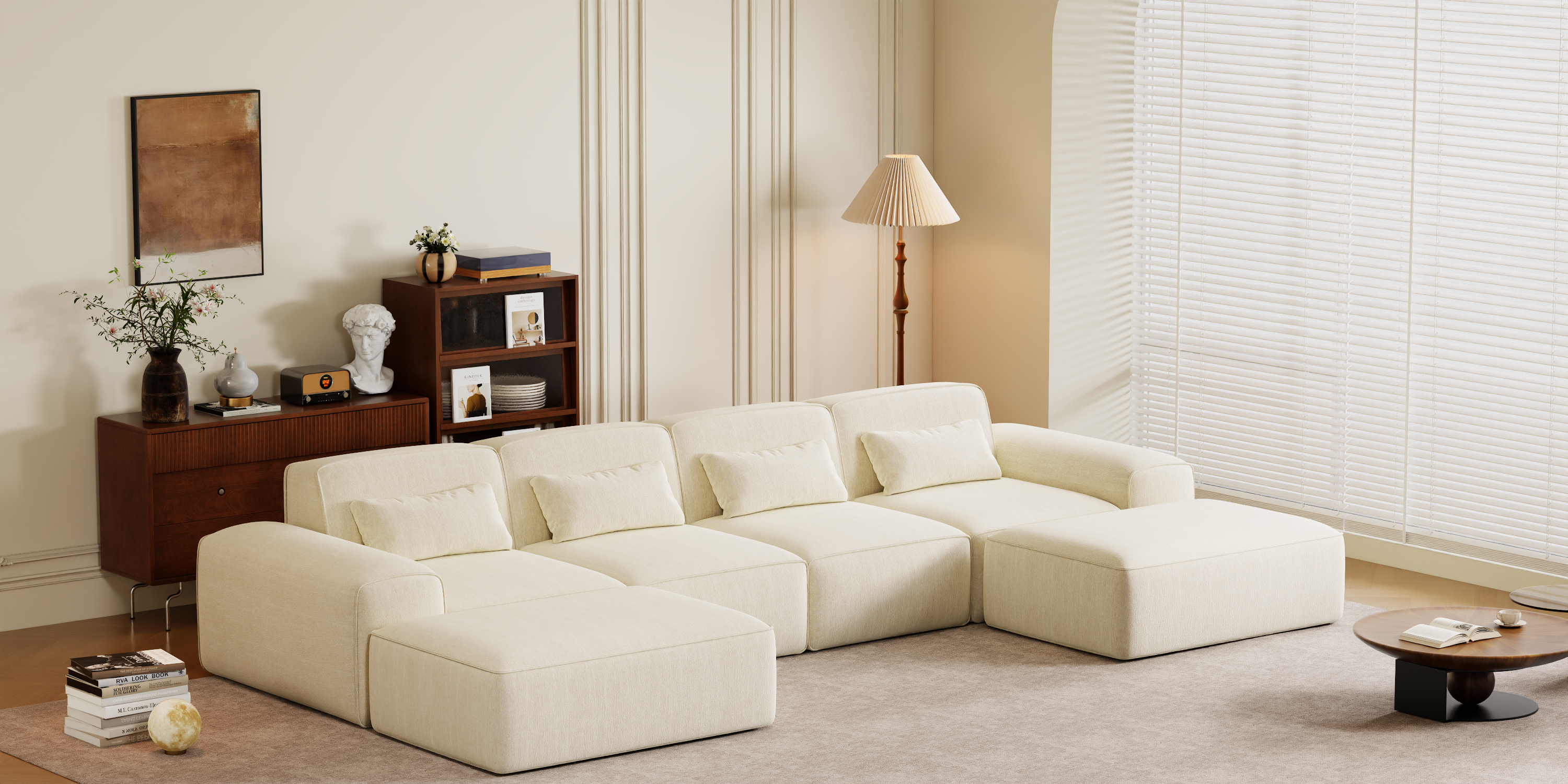 Marshmallow Sofa Boneless Couch for Living Room with Ottoman No Assembly Required