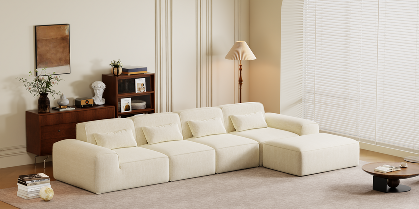 Marshmallow Sofa Boneless Couch for Living Room with Ottoman No Assembly Required