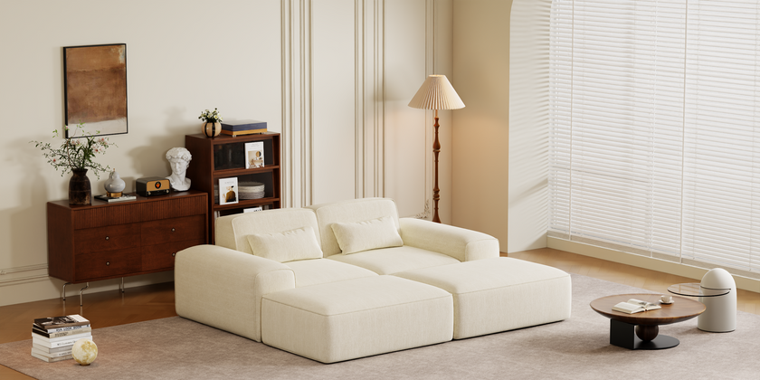 Marshmallow Sofa Boneless Couch for Living Room with Ottoman No Assembly Required