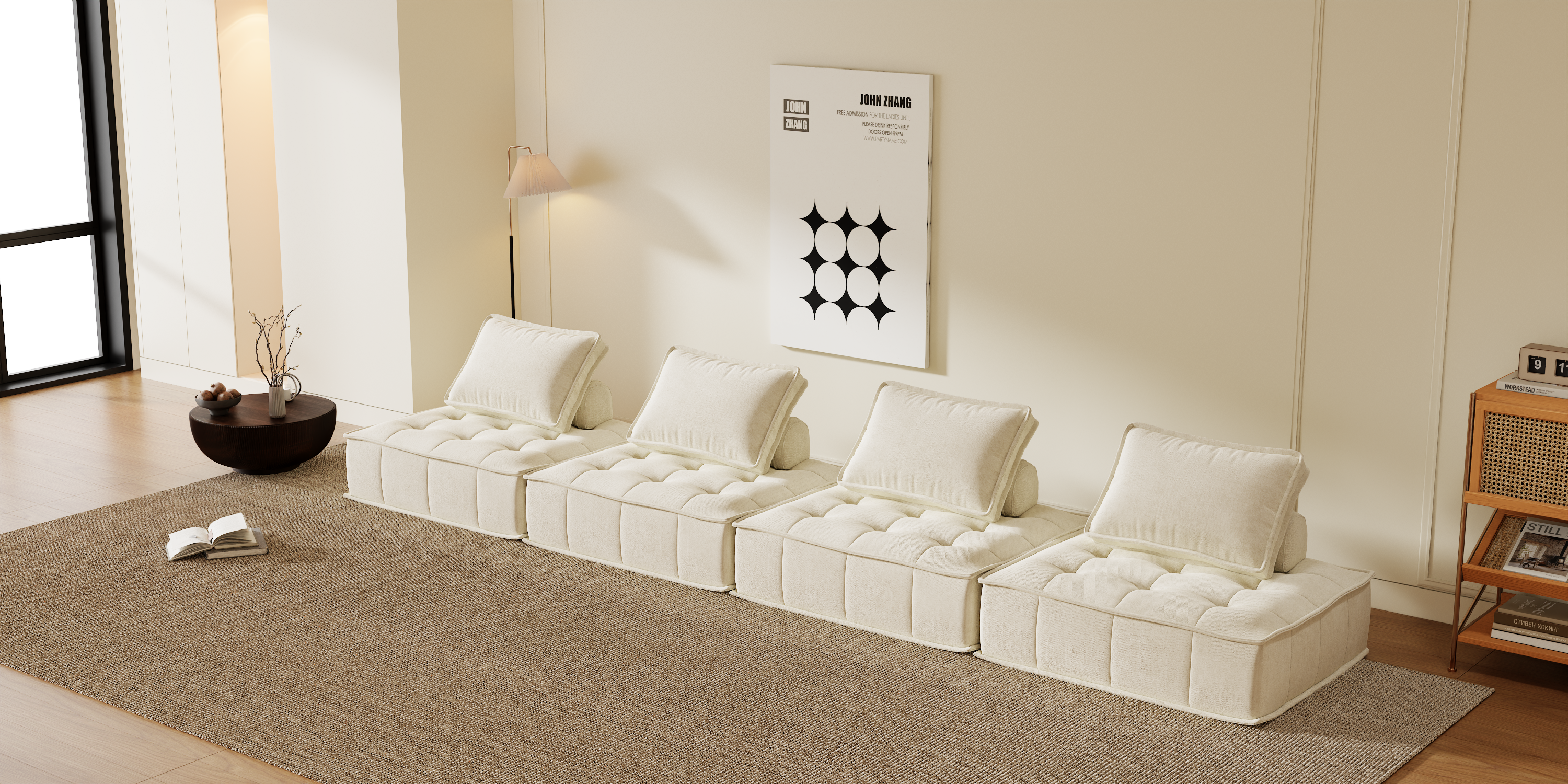 Modular Sectional Sofa Boneless Couch Comfy Sectional Couch, No Assembly Required, Chenille