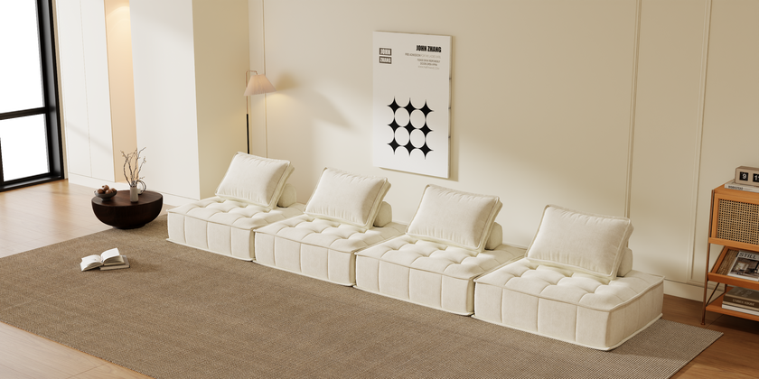 Modular Sectional Sofa Boneless Couch Comfy Sectional Couch, No Assembly Required, Chenille