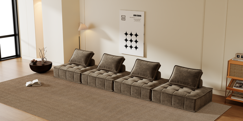 Modular Sectional Sofa Boneless Couch Comfy Sectional Couch, No Assembly Required, Chenille