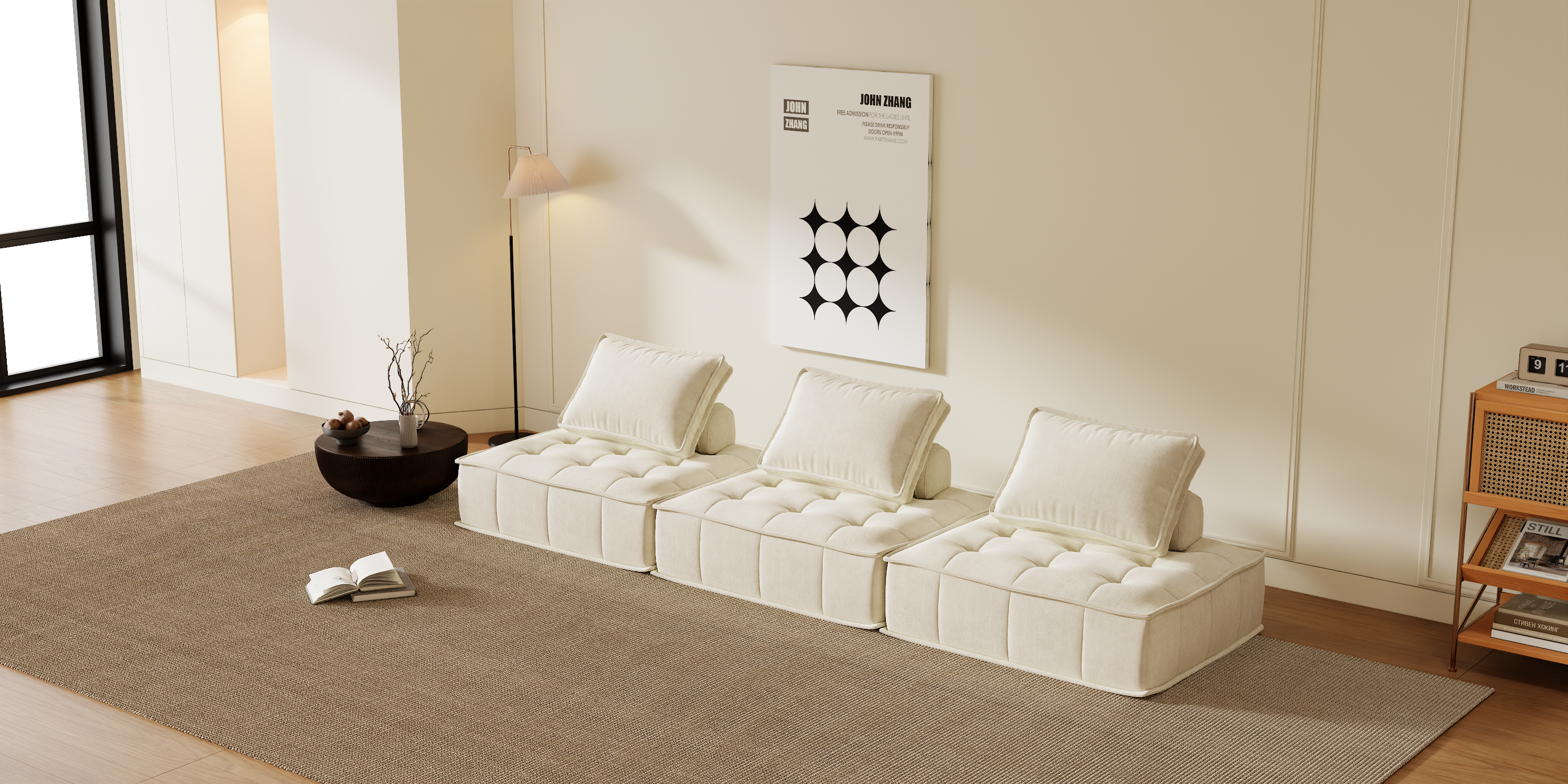 Modular Sectional Sofa Boneless Couch Comfy Sectional Couch, No Assembly Required, Chenille