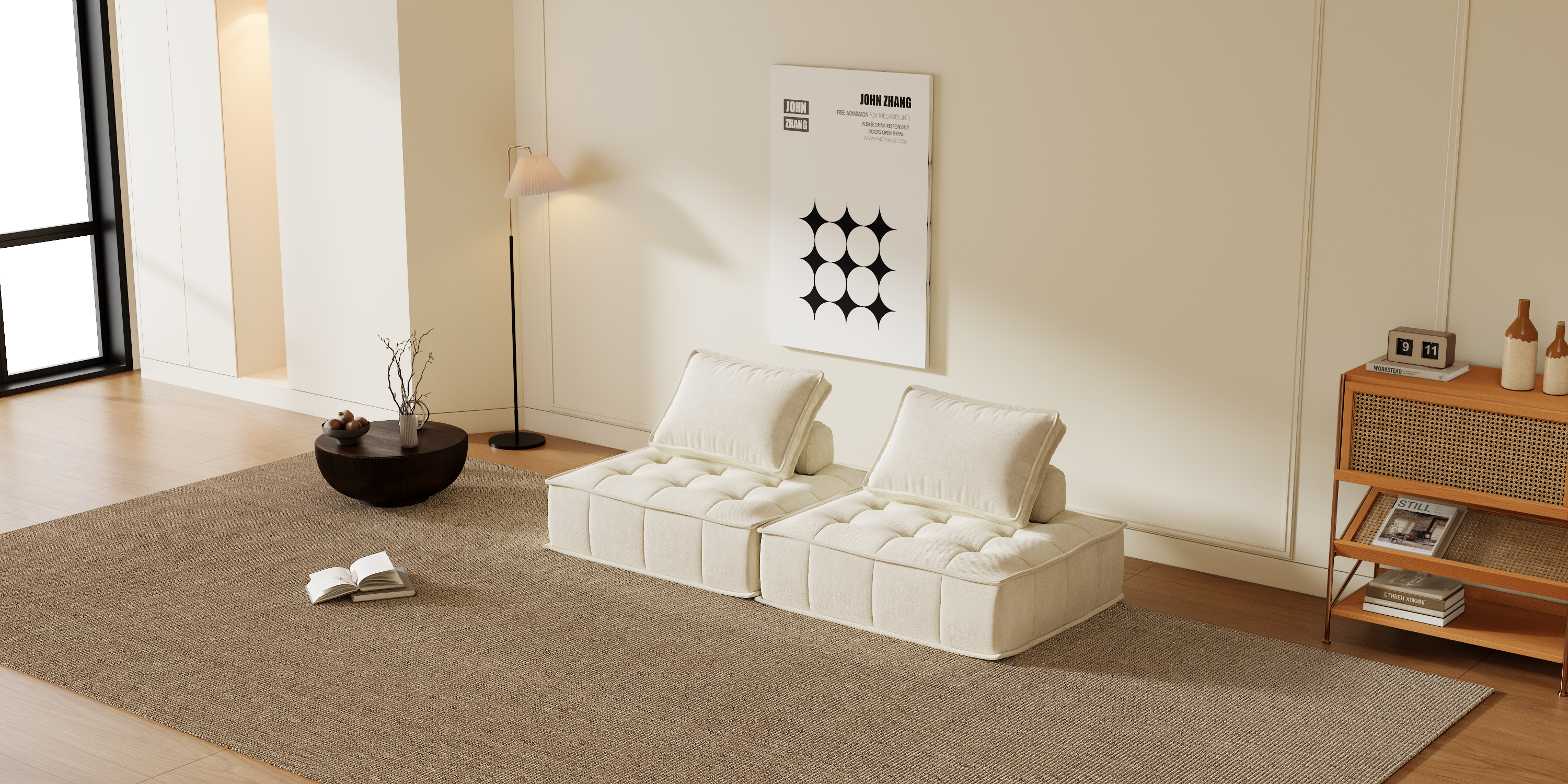 Modular Sectional Sofa Boneless Couch Comfy Sectional Couch, No Assembly Required, Chenille